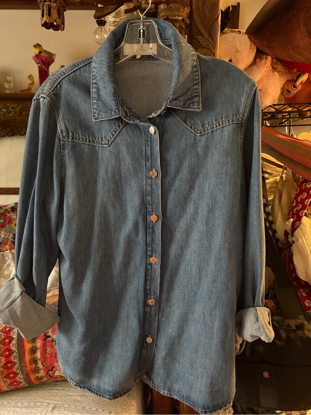 Zara Classic Woman Denim Button-Up Shirt - Blue